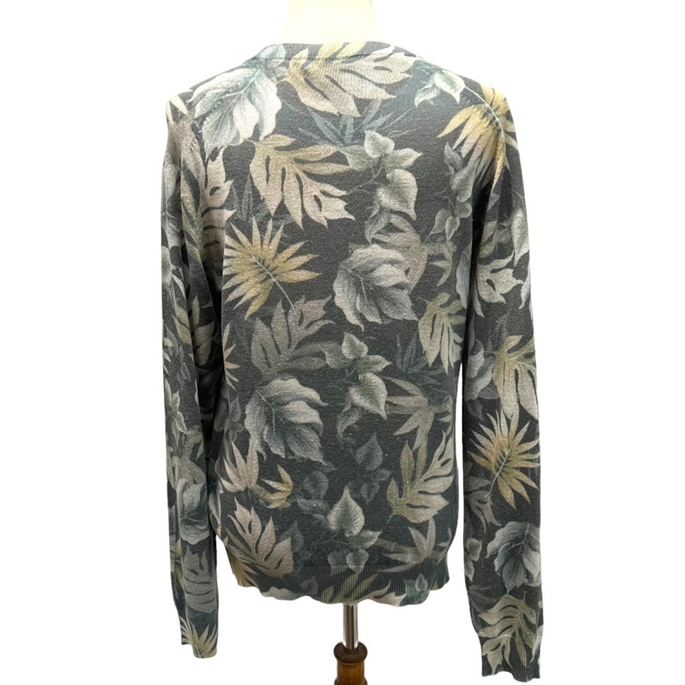 Saks Fifth Avenue Green Palm Print Cotton Blend Sweater - Picture 4 of 9